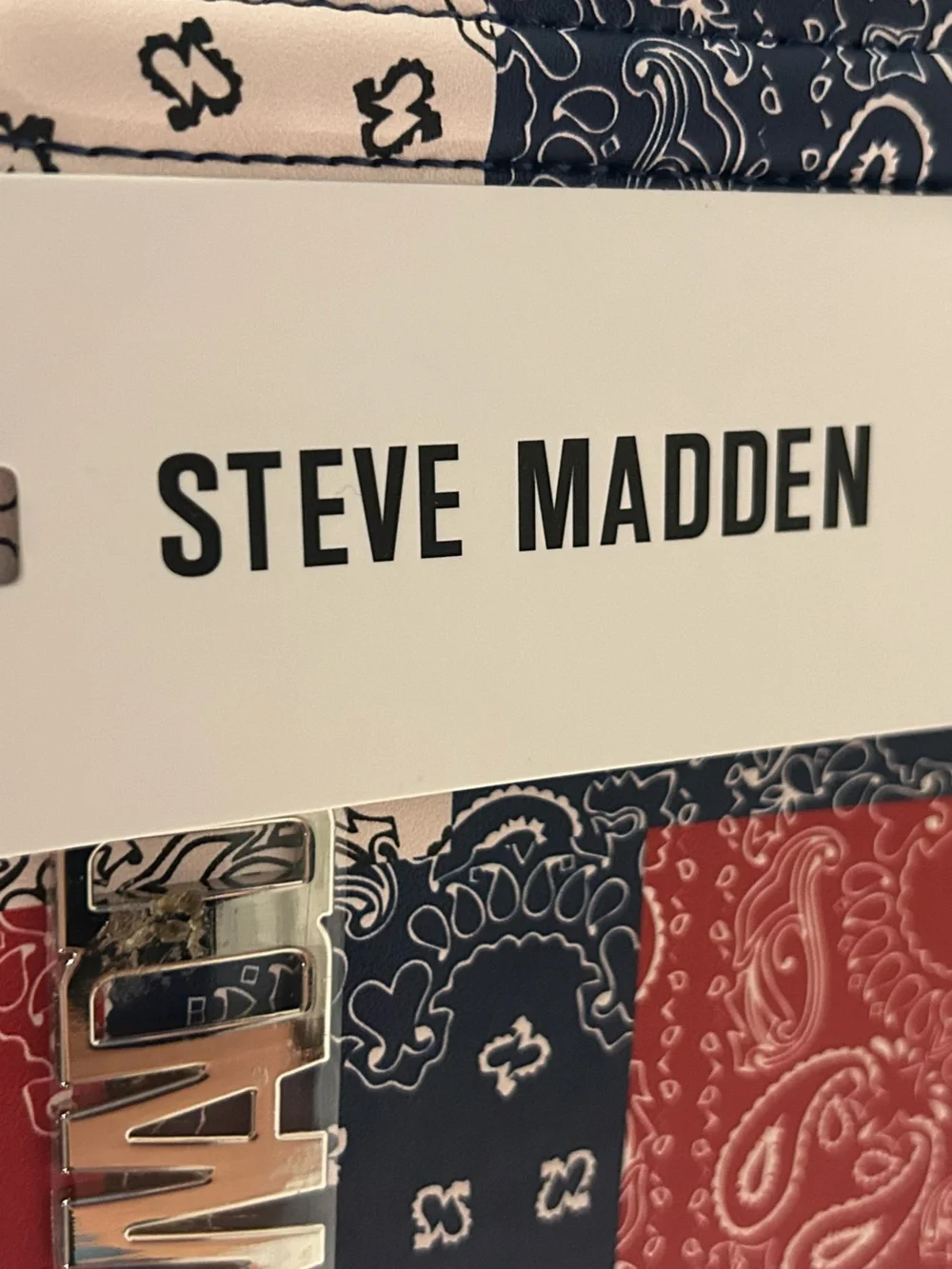 “New” Steve Madden Women's Patchwork Bandana Print Satchel w/ matching card hldr